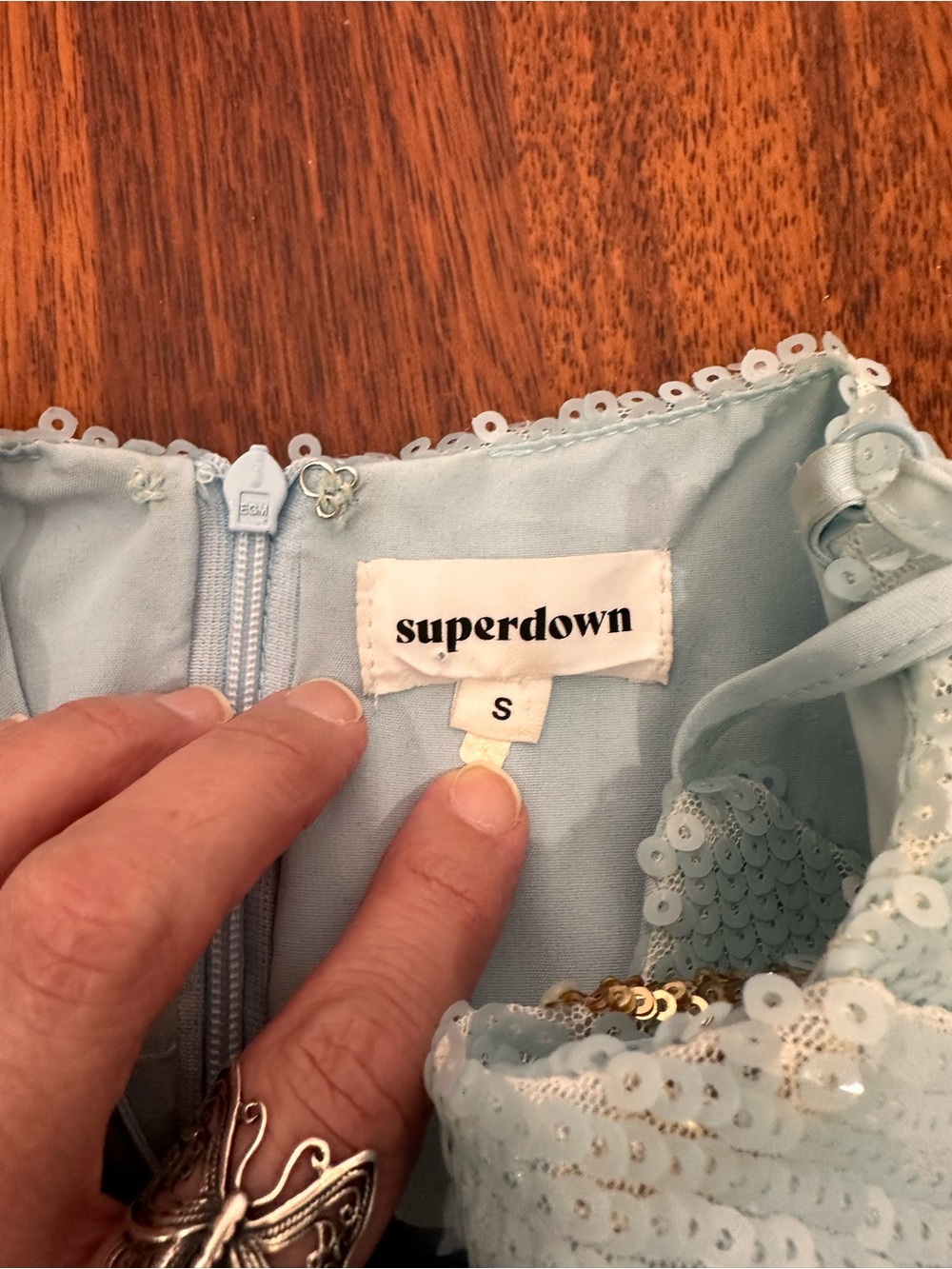 Superdown REVOLVE  Dina Light Blue Sequins Star-Embellished Mini Dres. Party. S - Picture 11 of 16